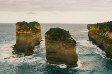 Intimate View: Close-Up of Twelve Apostles in Moody Weather"