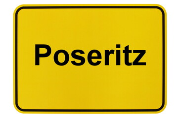 Illustration eines Ortsschildes der Gemeinde Poseritz in Mecklenburg-Vorpommern - obrazy, fototapety, plakaty
