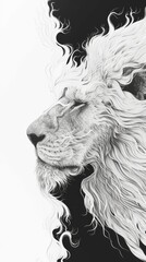 Abstract lion poster design with duality effect.