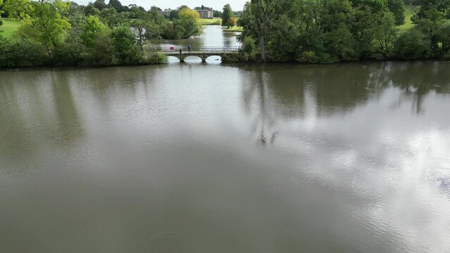 Bridge across Ripley Lake in North Yorkshire UK