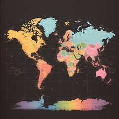 An Illustrated World Map: Explore Countries and Cultures with this Colorful Chalkboard Background