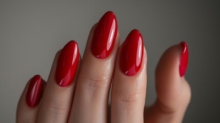 Elegant Woman's Manicured Nails with Classic Red Polish Generative AI