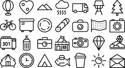 Set of Travel and Vacation line icons set
