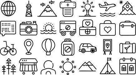 Set of Travel and Vacation line icons set