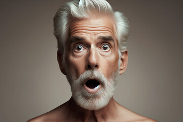 portrait of a surprised hispanic gray-haired elderly man