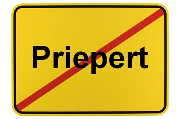 Obraz premium Illustration eines Ortsschildes der Gemeinde Priepert in Mecklenburg-Vorpommern