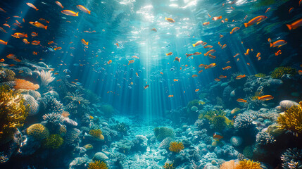 Fototapeta na wymiar Underwater view of coral reef with tropical fish. Underwater world