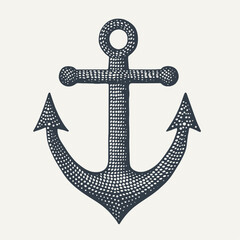 Doodle style anchor. Vintage engraving style vector illustration.
