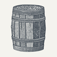 Wooden Barrel. Vintage engraving style vector illustration.