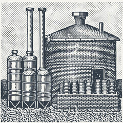 Brewery. Vintage engraving style vector illustration.