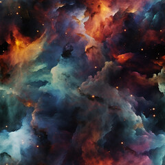 Obraz premium space cosmic background of supernova nebula and stars, glowing mysterious universe. Seamless pattern