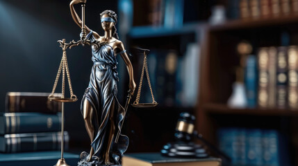 A statue of Lady Justice holding the scales of justice, symbolizing fairness and impartiality in the legal system
