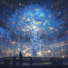 The Quantum Compu's Mystical Core - An Epic Sci-Fi Illustration