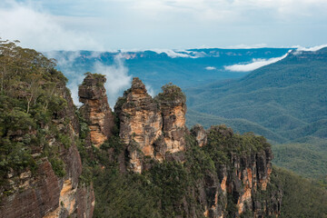 Three Sisters with Breathtaking Backdrop in Blue Mountains