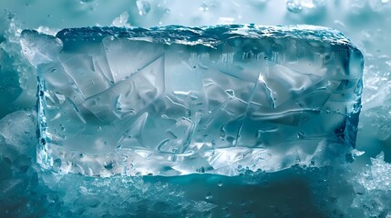 Icy Contemplation: Object Encapsulated in Translucent Block - obrazy, fototapety, plakaty