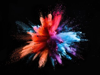 A colorful explosion of powdery dust is depicted in the image