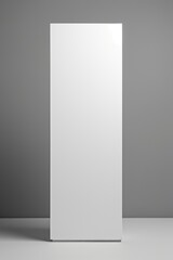 A white box is standing on a grey surface