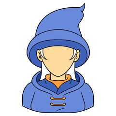 faceless woman mage illustration hand drawn isolated vector	
