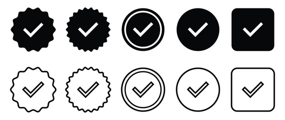 Set of checkmark tick icon. Line and glyph check mark. Vector Illustration. © Graphic design 125