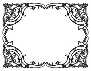 Frame retro ornamental decoration,tendrils,swirls,greeting card,invitation, vintage style, vector hand drawn illustration isolated on white
