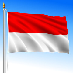 Indonesia, official national waving flag, asiatic country, vector illustration