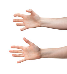 Showing empty hand gesture. Female palm, arm, wrist, fingers signaling something. Abstract...