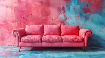 Modern luxury sofa on color pastel