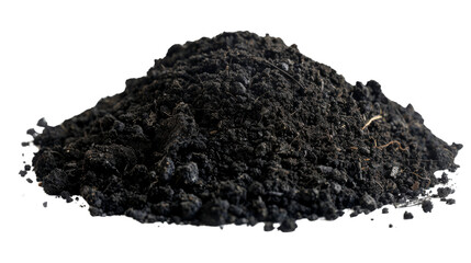 Black soil, isolated on white, cut out