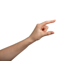 Woman s hand, showing an abstract gesture. Female palm, fingers open, grasping an invisible object., transparent png