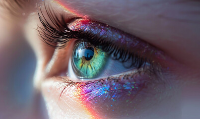 Eye With Rainbow Colors-AI generated image
 - obrazy, fototapety, plakaty