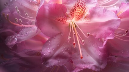 Detailed close up of a vibrant pink rhododendron flower in sharp focus for a comprehensive view - Powered by Adobe