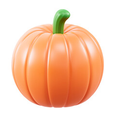 3D rendered orange pumpkin on transparent background