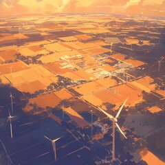Expansive Solar and Wind Power Generation Plants from Above