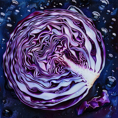 Obraz premium Red Cabbages Sliced in Half