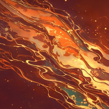 A fiery and abstract landscape art piece inspired by the mesmerizing beauty of fire opals. This image captures the essence of warmth and energy in a captivating display of colors.