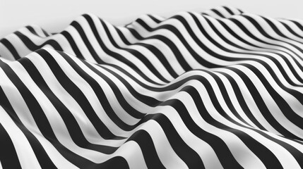 Fototapeta na wymiar A black and white striped surface with a wave pattern