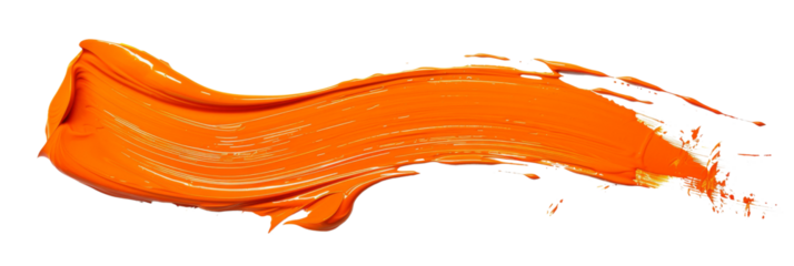 Orange stroke of paint, isolated on white, cut out