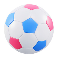 Colorful 3D soccer ball with blue and pink panels