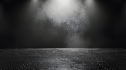 Dark and empty stage with spotlight and smoke, empty for presentation - obrazy, fototapety, plakaty