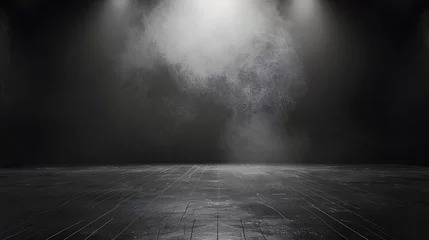 Fotobehang Dark and empty stage with spotlight and smoke, empty for presentation © Markus