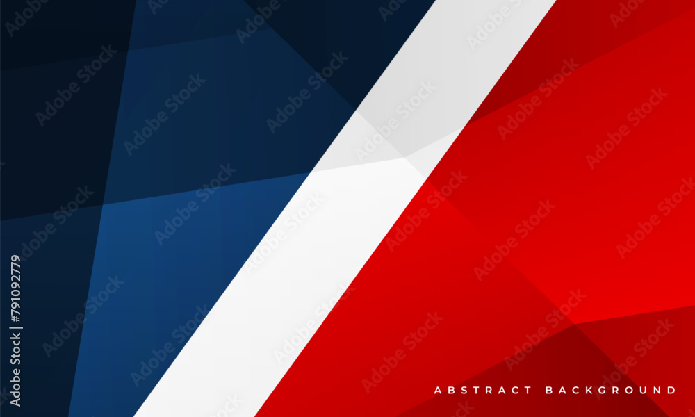 Poster blue white and red modern abstract background with polygonal 3d geometric texture. french flag conce