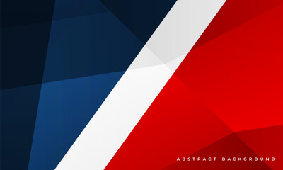 Blue white and red modern abstract background with polygonal 3d geometric texture. French Flag concept vector illustration.