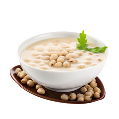 Delicious and Yummy Lotus Seed Soup isolated on white background 