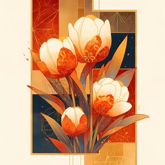 Blooming with Life: Three Elegant Tulips in Warm Tones - A Perfect Match for Spring Themes and Creative Expressions!