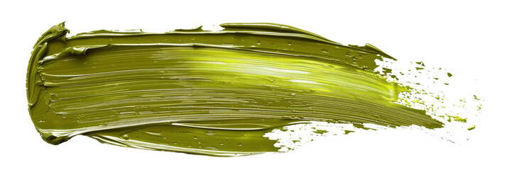 Olive stroke of paint, isolated on white, cut out
