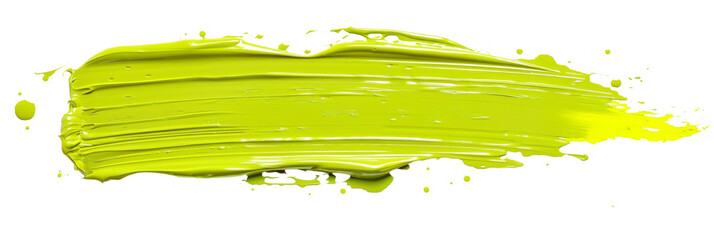 Lime stroke of paint, isolated on white, cut out