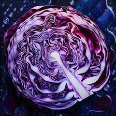 Obraz premium Red Cabbage Sliced in Half