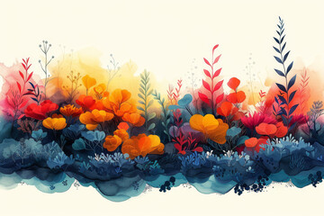 a marine chronicle, combining abstract shapes and marine elements to evoke the changing seasons and weather conditions underwater