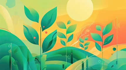 Tuinposter An abstract, colorful illustration of a stylized natural landscape © StasySin