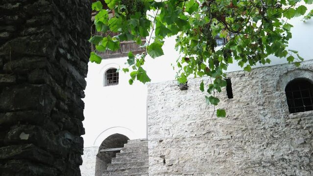 southern Albania. clock tower fortress at Gjirokaster, Albania Ottoman legacy is clearly visible. town huge castle offers panoramic views. streets in the UNESCO listed old town of Gjirokaster